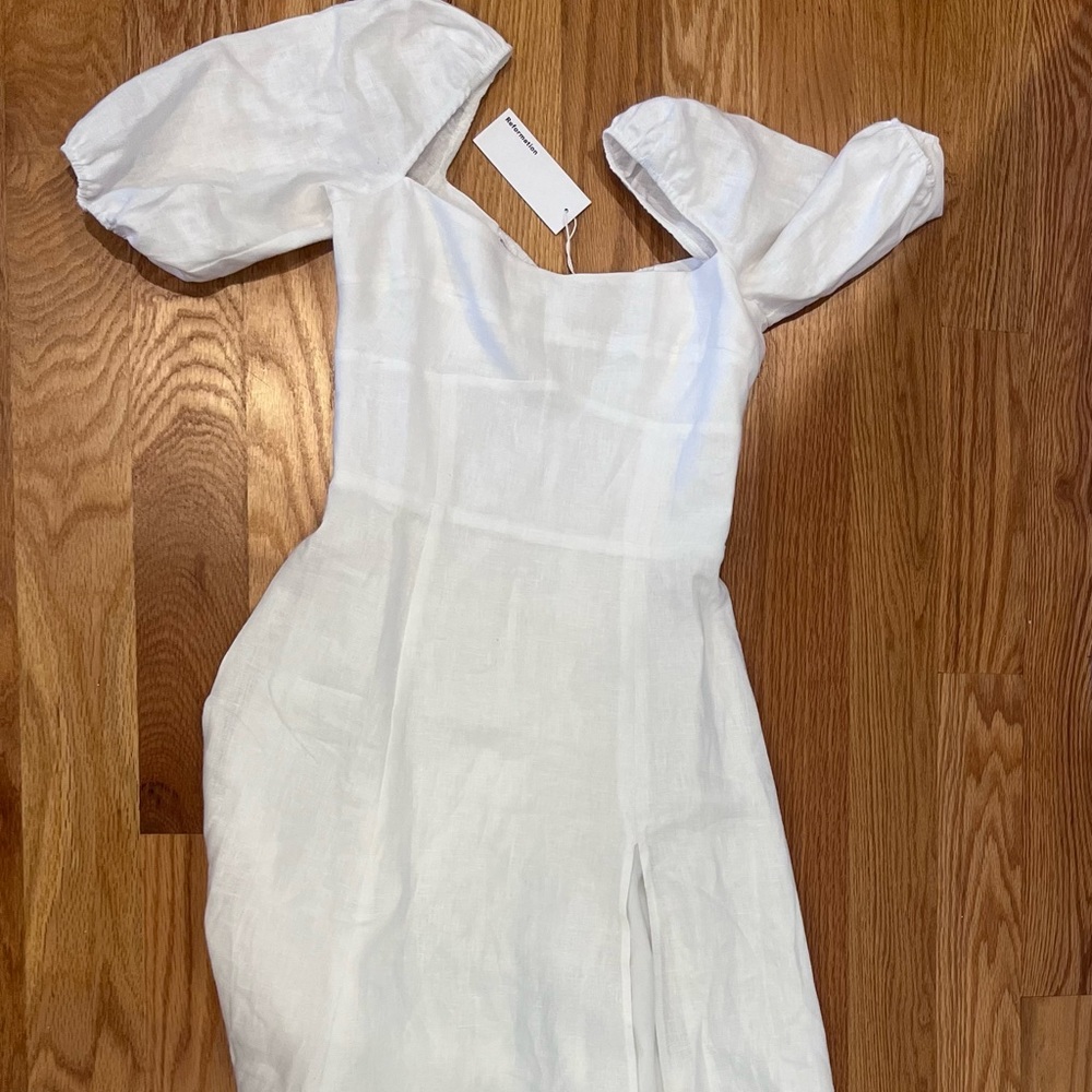 BRAND NEW White Reformation Belgium Linen Dress